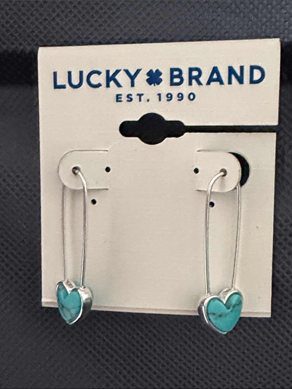 Lucky Brand Silver-Tone Earrings with Turquoise Heart Charms.